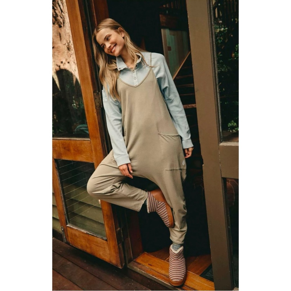 Free People Movement Oversized Sage Stone Hot Shot Jumpsuit Romper Size L NWT